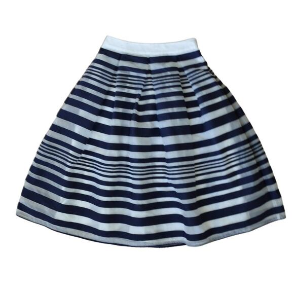 MODCLOTH Soiree Navy Stripe Full A-line Midi Skirt Retro - Picture 10 of 10
